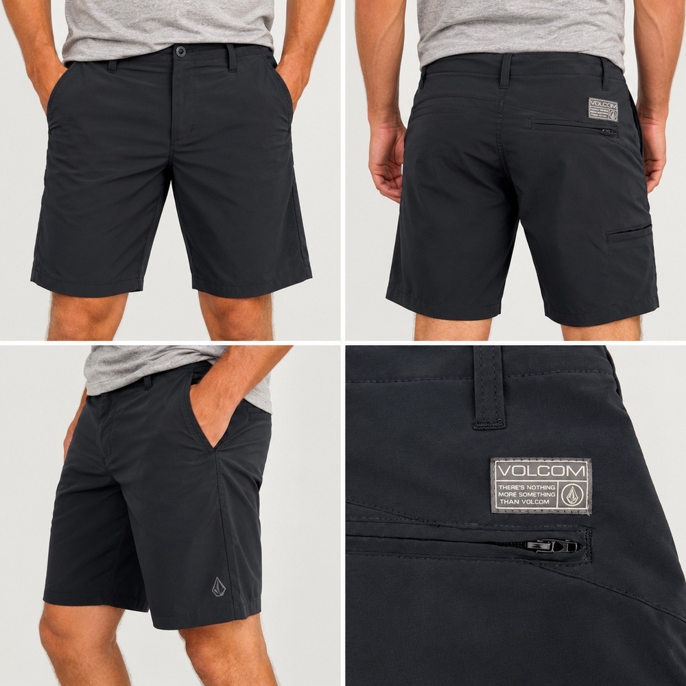 Volcom Surf & Turf Hybrid Shorts Men's 32 Black Stretch Chino Golf Surf 10"